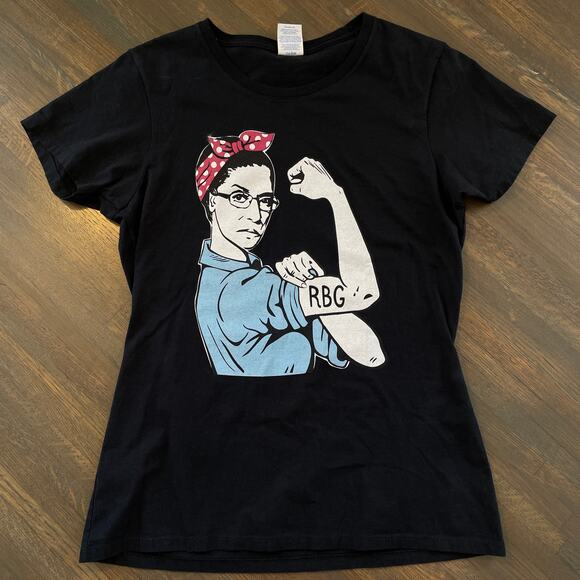 RBG Rosie the Riveter Graphic Tee Women’s M Black Feminist Activist Vintage Vibe - Picture 3 of 7